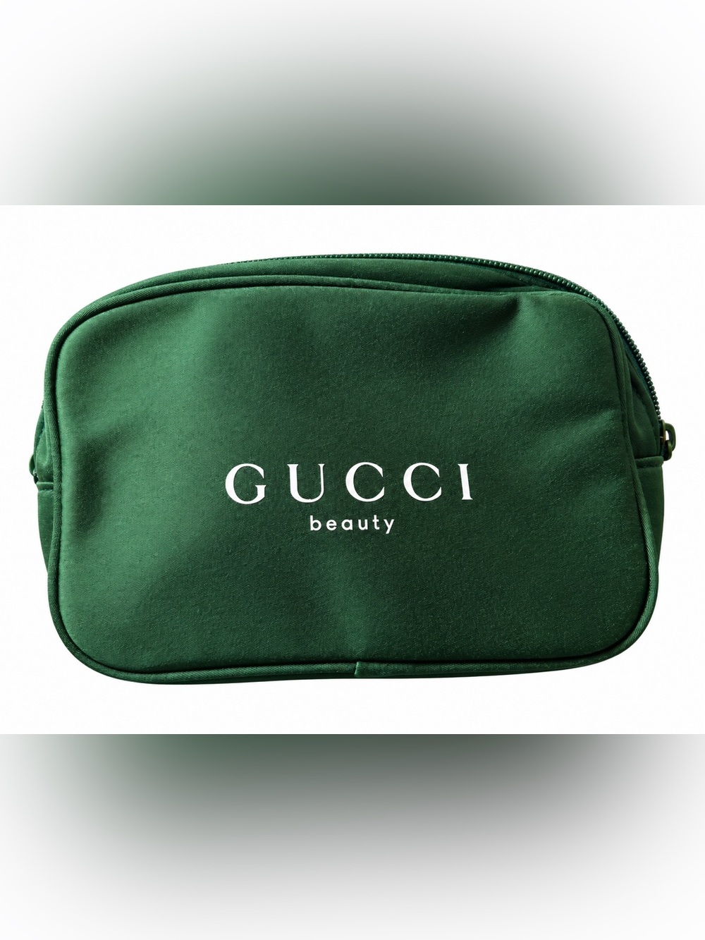 Gucci Beauty Dark Green Cosmetic Pouch with White Logo